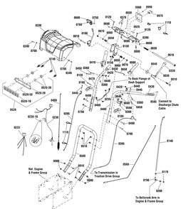 Handles And Controls Group Diagram and Parts List for 1696484-00-CM741450SE  Briggs and Stratton Snow Blower